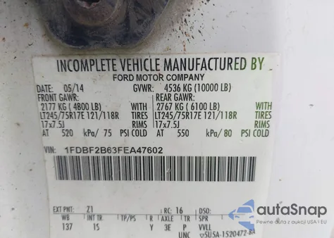 2015 Ford F-250 Xl from USA, damaged, VIN 1FDBF2B63FEA47602